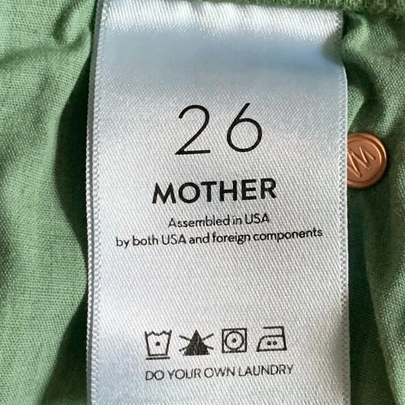Mother The Mid Rise Dazzler Ankle Fray Play Date Jeans Juniper Green Size 26 - Picture 8 of 16